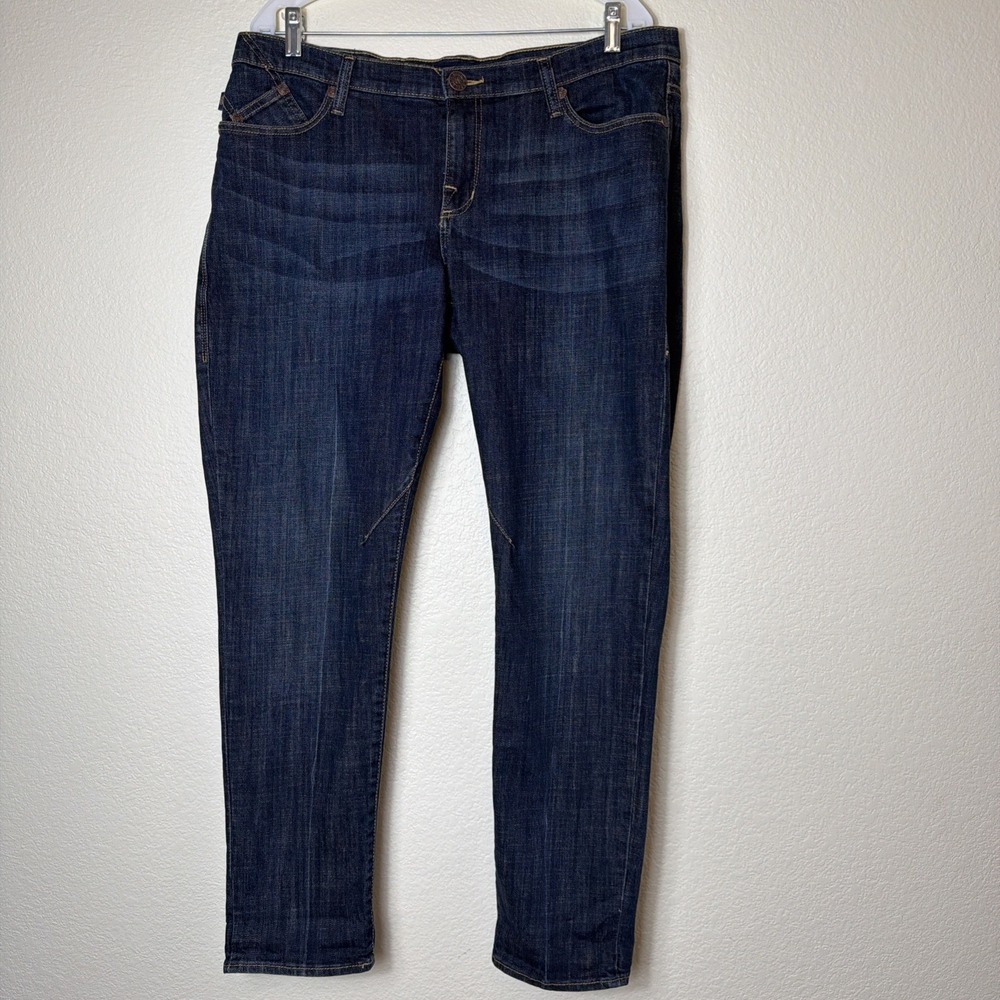 Rock & Republic Womens 12M Blue Emo Straight Stretch Jeans Dark Indigo Classic